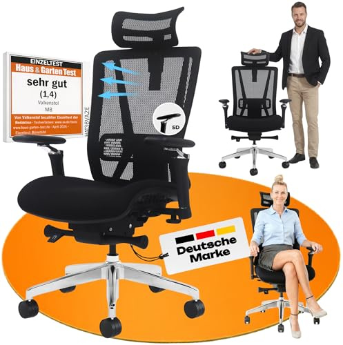 VALKENSTOL M8 Bürostuhl Ergonomisch TESTSIEGER für Grosse Menschen - stabil