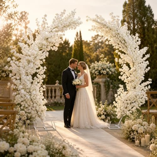 AUTUMFLATGAO Arco per Palloncini Set da 2, Supporto Mezzo Arco in Metallo Bianco 2,2 m per Matrimonio, Decorazioni Floreali, Compleanno, Festa, Photobooth e Cerimonie in Giardino