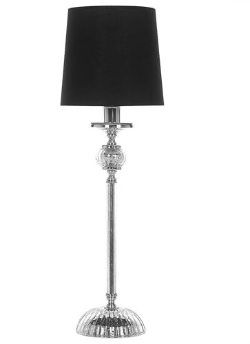 Elegante Tischlampe Lampenschirm aus Polyester Lampenfuß aus Glas schwarz Kubena