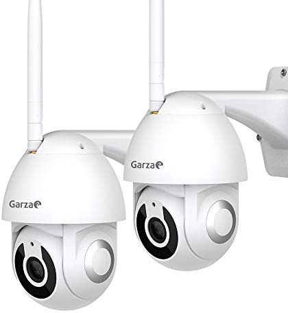 Garza Smart - Cámara de vigilancia Exterior Inteligente WiFi 360°, 1080P HD, IP65 Impermeable, Visión Nocturna, Detección De Movimiento, Audio Bidireccional, Control Remoto por App (Unidad) (Pack 2)