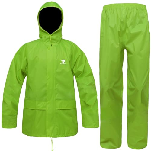 RainRider Rain Suits for Men Women Fishing Hunting Rain Gear Packable Rain Jacket with Pants(Lemon Green, 3XL)