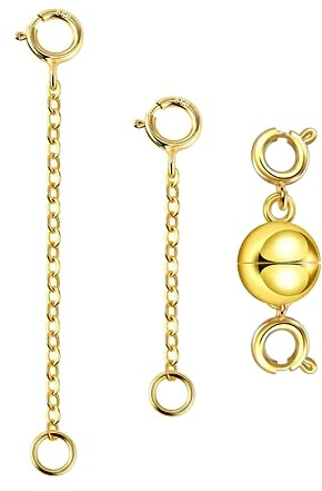 Collares de Extensión, xlwen 1Set Extensor de Cadena, Extensores de cadena de plata de ley Se puede unir a una cadena, collar, pulsera o tobillera de su elección.