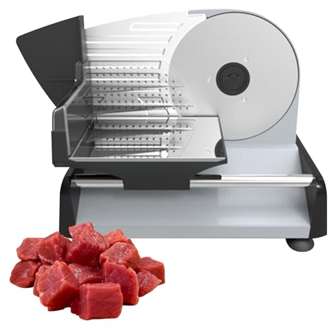 Cortadora De Carne Eléctrica Mini, con 200w De Espesor Ajustable 0-15 Mm Cortadora De Pan Eléctrica, Máquina Cortadora De Carne para El Hogar, Fácil De Limpiar para El Hogar, Comercial