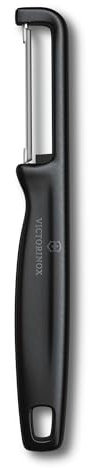 Victorinox Pelapatate Iota, Pelaverdure Universale, per Frutta e Verdura, Bordo Dritto, Doppio Taglio, Extra Affilato, Swiss Made, Nero