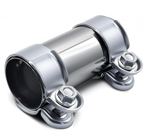 yolzhxe Dubbelklämma avgasrör, Ø 50 mm x 125 mm avgasrörsklämma rostfritt stål rörkoppling, universal avgasrörsklämma för diameter 50 mm avgasrör motorcyklar och bilar