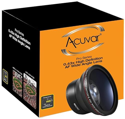 Acuvar MM 0.43x Professional HD Wide Angle Camera Lens with Macro Portion DSLR Cameras – Wide Angle, Macro, Photo, Video Lens (67MM)