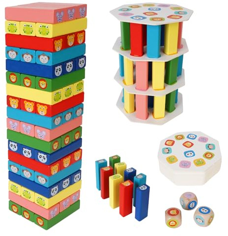 Sweetone Tour Eiffel en bois, jouet en bois à partir de 3 ans, tour à empiler en bois, jouet éducatif à partir de 3 ans, jeux d'adresse à partir de 4 ans pour enfants garçons & filles