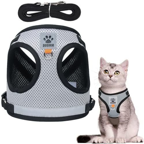 Teouuas Arnes Gato, Arnes para Gatos, Arnés Ajustable Antiescape para Gato con Tiras Reflectantes, con Correa Extensible, para Pequeño Medio Grande Adulto Cachorros Cat Harness