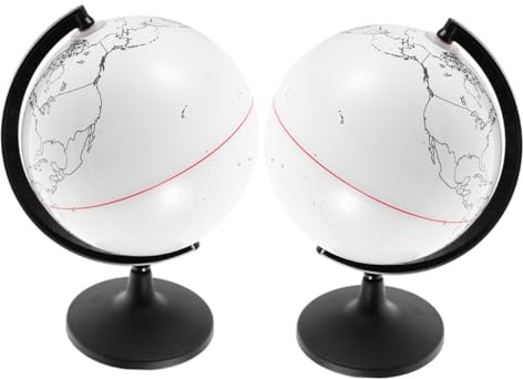 ibasenice Globe Vierge Soi-même en PVC 14,16 Cm Diamètre, Lot De 2, Globe Interactif Effaçable, Décoration Éducative pour Bureau Et Apprentissage Géographique