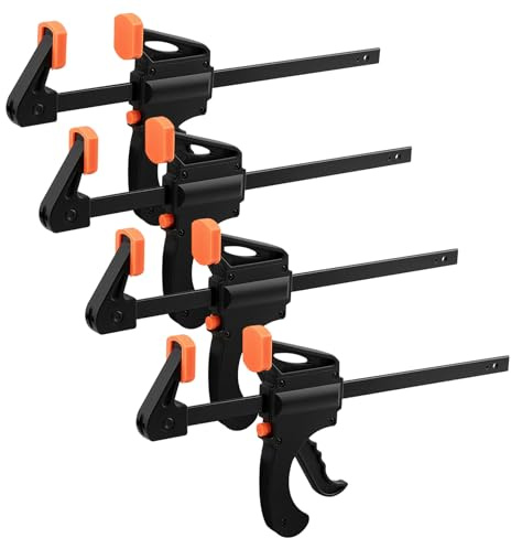 PINGEUI 4 Pack Quick Grip Clamps, 8 Inch Ratchet Bar Clamps, One Hand Quick-Release Clamp Tools for Woodworking, DIY Handmade Craft Projects