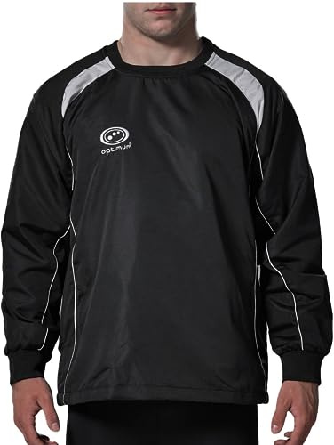 Top Training Contact Men's & Boys' Windbreaker: Waterproof, Insulated Sportswear for Football, Rugby, Sport - Long Sleeve, Elastic Cuffs, Warm Pullover Jacket for Running, Hiking - Black/White, Medium