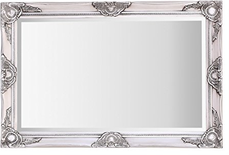 Select Mirrors Haywood Wall Mirror - French Chic Style - Real Wood Frame (Antique Silver, 60cm x 90cm)