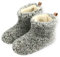 Moro-Design Hausschuhe Hüttenschuhe Lammfell Schafwolle Schaffell Wildleder Grau Gr.35-48 (46)