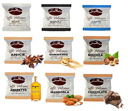 Caffè Vulcanus - Kit Assaggio 150 Cialde Compostabili ESE44 - Degustazione Miscela Napoli, Ischia, Capri e Aromatizzati