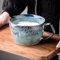 Cteahrow Large Soup Bowl with Handle, 700ml Coffee Mug, Cereal Breakfast Cup, Suitable for Milk Desserts, Oatmeal, Microwave Safe (Sky Blue)