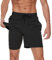 JustSun Badehose Herren Badeshorts Herren mit Kompression 2 in 1 Schnelltrocknend Männer Schwimmhose Schwimmshort Swim Shorts Schwarz XXL