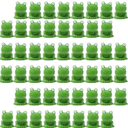 Lot de 50 mini figurines de grenouille en résine, jardin féerique, paysage miniature, bricolage, accessoires artisanaux pour grenouille décoration de gâteau mini figurines petites grenouilles pour