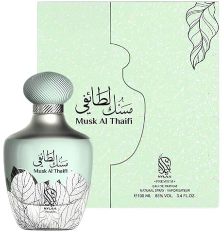 Musk Al Thaifi Eau De Parfum 100ml by Nylaa - Captivating Chypre Fruity Fragrance Passion Fruit Peach Pear Raspberry Cassis Lily of the Valley Freesia Sandalwood Patchouli Vanilla Amber Musk