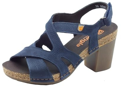 Jungla 8005 Forest Deep Blu Sandali con Tacco Alto per Donna in Nabuk con Strappo (Taglia 37)