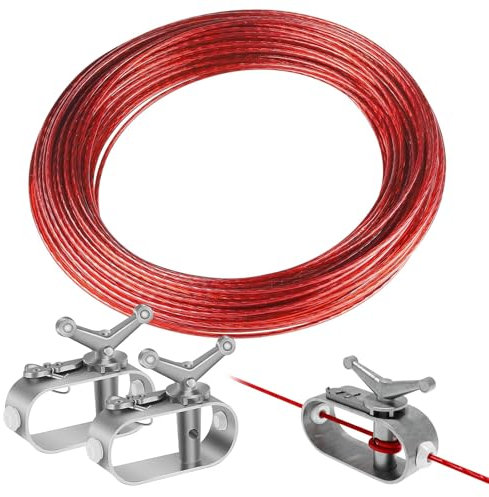 YdseozOA Tensor de cable de alambre recubierto con cuerda de acero, cuerda tensora de alambre para lonas de piscina, 2 mm de longitud, 40 m, con 2 tensores de cable de acero para fijación de cubiertas