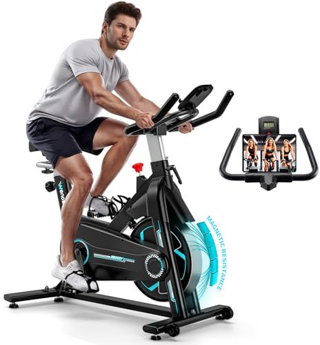 [2025 Aktualisierte] Wenoker Heimtrainer, Magnetwiderstand Stationäres Fahrrad für Zuhause, Indoor Bike mit Flüsterleise, Schweres Schwungrad und Verbesserter LCD-Monitor, Bis 160KG