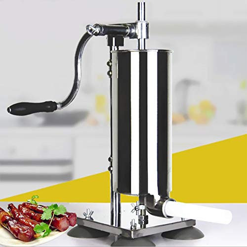 Machine à Saucisse en Acier,Poussoir à Saucisses Viande,en Aluminium Inoxydable à Saucisse Manuel,Machine à Saucisse Verticale, Remplissage de Saucisse en Acier Inoxydable (B-Verticale (4L))