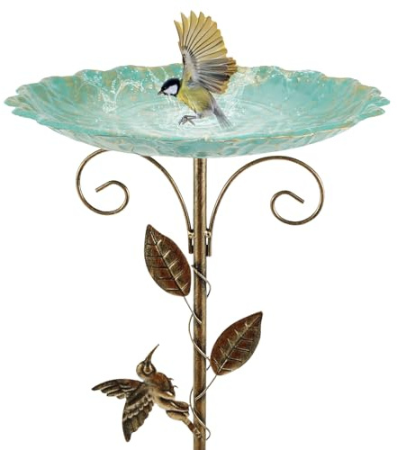 30In Metal Bird Bath for Garden, Vintage Freestanding Birdbaths & Supports with 5 Prongs Base, Detachable Decoration Bird Baths Feeder Bowl, Spa Birdfeeder for Outdoor Patio Yard Lawn Decor