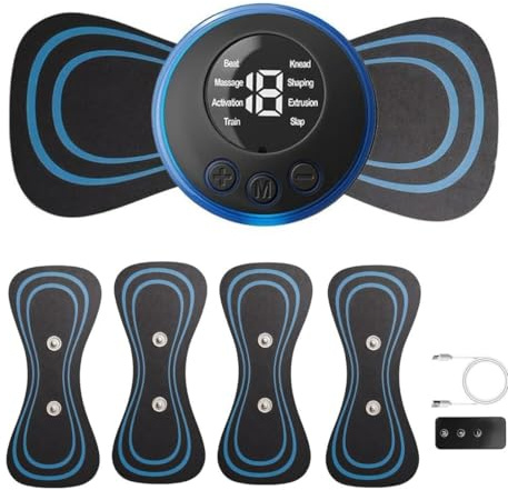 Wireless TENS Machine for Pain Relief, Rechargeable Nerve Muscle Stimulator for Pain Management with 5 Gel Pads Replacement and Remote Control, 8 Modes,19 Intensities for Cramps, Shoulder, Neck