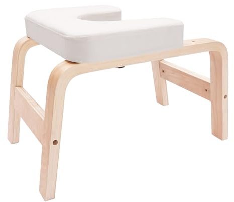 Tabouret de yoga, chaise de méditation stable avec capacité de charge de 200 kg, tabouret de yoga polyvalent pour tête et support d'épaule, avec coussin d'assise amovible, construction en bois massif