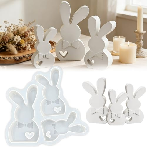 TZEKING 3 Pezzi Stampi in Silicone per Colata di Pasqua,3D per Coniglio,3D in Silicone per Pasqua,Regali di Pasqua