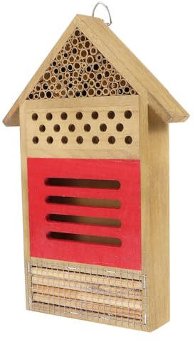 JOYOFREELY Hotel de Abejas y Casa de Polinizadores de Madera, Refugio para Insectos Pacíficos, Uso en Jardines y Espacios al Aire Libre, Construcción Sólida