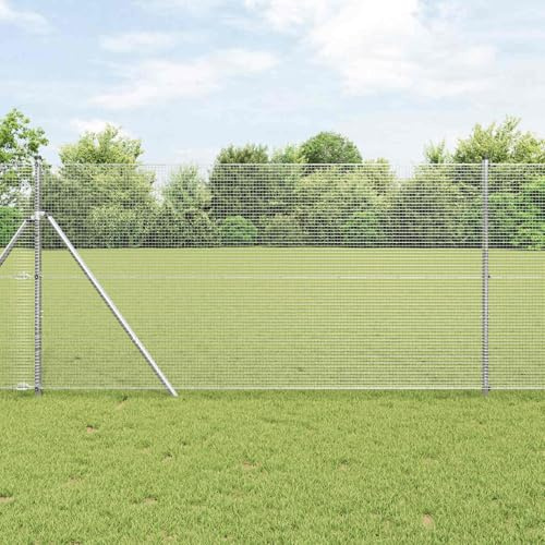 Tonture Recinzione metallica saldata color argento, 2500 x 120 cm, resistente alle intemperie, recinzione da giardino e protezione dagli sguardi indiscreti, per terrazze e giardini anteriori, con