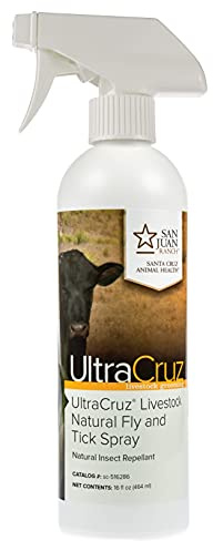 UltraCruz® Spray Natural contra Moscas y garrapatas para Ganado Vacuno, caprino, ovino y porcino, 16 onzas líquidas (473 ml)