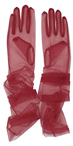 Kvinnors bröllop brud nät tyllhandskar lång opera kostym festhandskar 68,5 cm armbågslängd genomskinliga handskar