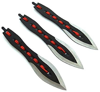 KS-11 3*er Wurfmesser Set für schnelles Werfen in der Black Peal Edition - Messer mit Messertasche, schwarz rot