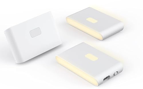 WYZE Rechargeable Night Lights with Dusk to Dawn & Motion Sensors, Warm & Soft White Stair Lights for Bathroom, Hallway, Linkable, Magnetic Mount, 3 Pack