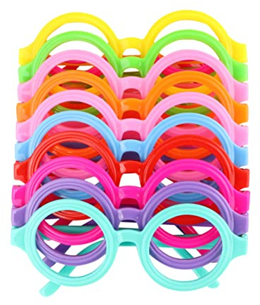 SAFIGLE Kinder Brillenrahmen Rund 10 Stück ohne Gläser Gemischte Farben Fotografie Requisiten für Kindergeburtstag Partydeko Lustige Brillengestelle für Jungen und Mädchen