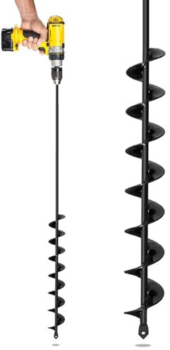 SORANGEUN Punta da trapano a coclea da 5,1 x 81,3 cm per piantare, coclea resistente per bulbi, scavatrice per fori per trapano esagonale da 3/8 