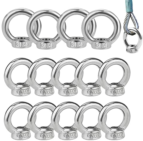 15Pcs M6 Tuercas de Anillo, Tuerca de Anilla de Elevación, Tuerca de Elevación Acero Inoxidable, Tuerca de Ojo Elevación, para Accesorios de Elevación Bricolaje Herramientas