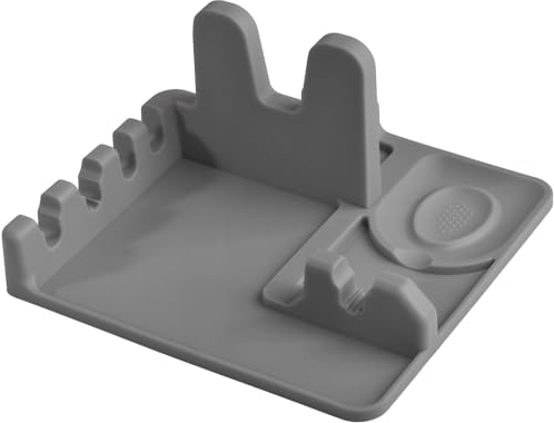 Cozihom Silikon-Löffelablage und Topfdeckelhalter Ständer für Küchentheke, Schöpflöffel/Löffel/Zangenhalter, lebensmittelechtes Silikon, hitzebeständig, rutschfest, BPA-frei, Grau