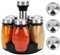 Belle Vous Rotating Spice Rack with 6 Glass Shakers & Silver Lids - 360° Stainless Steel Revolving Kitchen Countertop Organiser - Freestanding Carousel Herb, Spice & Seasoning Stand with Storage Jars
