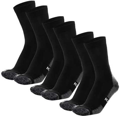 Merino.tech Calze Lana Merino Uomo e Donne - Calzini Termici, Calzini Running, Calze Trekking Lunghezza Media (Black Pack of 3, 40-46)