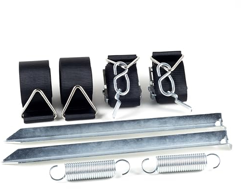 HomeBee® Juego de toldos para toldos Thule Omnistor, protección contra tormentas para toldo y toldo, accesorios para autocaravanas, 2 anclajes de tierra de 35 cm, 2 correas tensoras, 2 resortes, 1