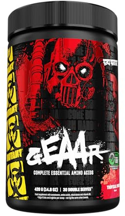 Mutant GEAAR - 9.4g of EAA Powder + Arginine, 7g BCAAs, 4g Leucine, Electrolytes, Coconut Water, 30 Servings - Fruit Punch