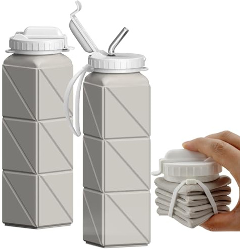 BEAUTAIL Faltbare Trinkflasche 610ML mit Stroh, Tragbare Wasserflasche aus Silikon, Trinkbehälter, Leicht, Wiederverwendbar, für Fitnesss, Fahrrad, Sport, Outdoor Sportflasche (Sternenlicht)