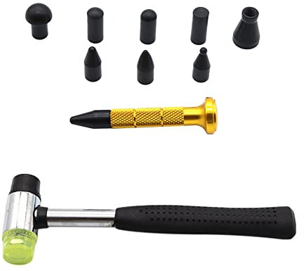 Pyanegn Carrocería sin Pintura Kits de Herramientas de Desabollado Derribar Metal Presione Abajo Pluma Levanta-Bosses Herramientas de Reparación de Jorobas con 9 Cabezas