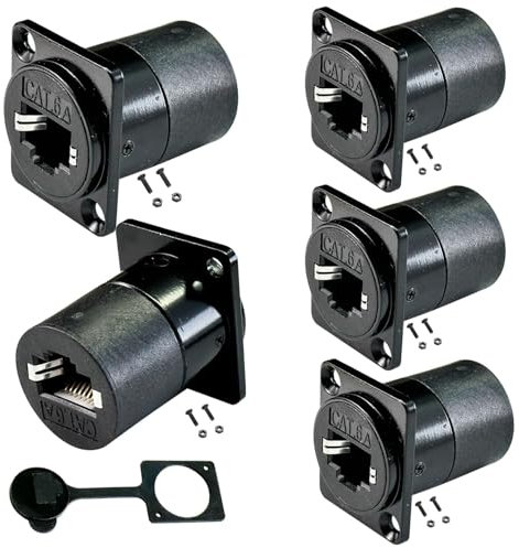 PENGLIN Lot de 5 adaptateurs blindés RJ45 CAT6A, RJ45 CAT6A 8P8C femelle vers femelle encastrable, prise réseau Ethernet CAT6A/CAT6/CAT5E/CAT5