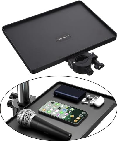 QLEUIFT 1 pcs Mikrofonständer, Notenständer, Regal, Notenständer, Mikrofonständer, Tablett, Halterung, Mikrofon, Halterung für Soundkartenfach, 22 * 16.4cm