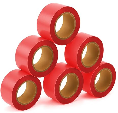 SINGHAL Nastro segnaletico rosso, 2,5 cm x 228,6 m di lunghezza, nastro altamente visibile per marcatura e barriera, nastro non adesivo per tracciare e alberi, confezione da 5
