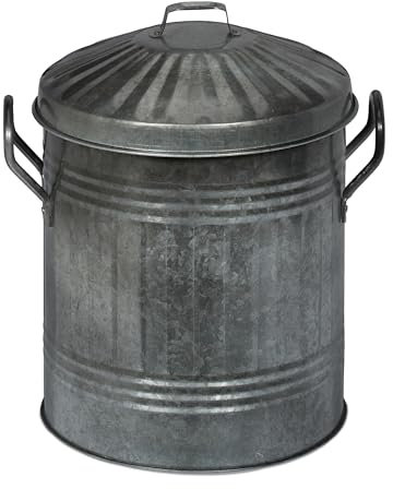 Relaxdays Secchio Raccogli Cenere con Coperchio, Cestello da 10 L per Carbone, Secchiello per Camino e Stufa, Argentato, Ferro